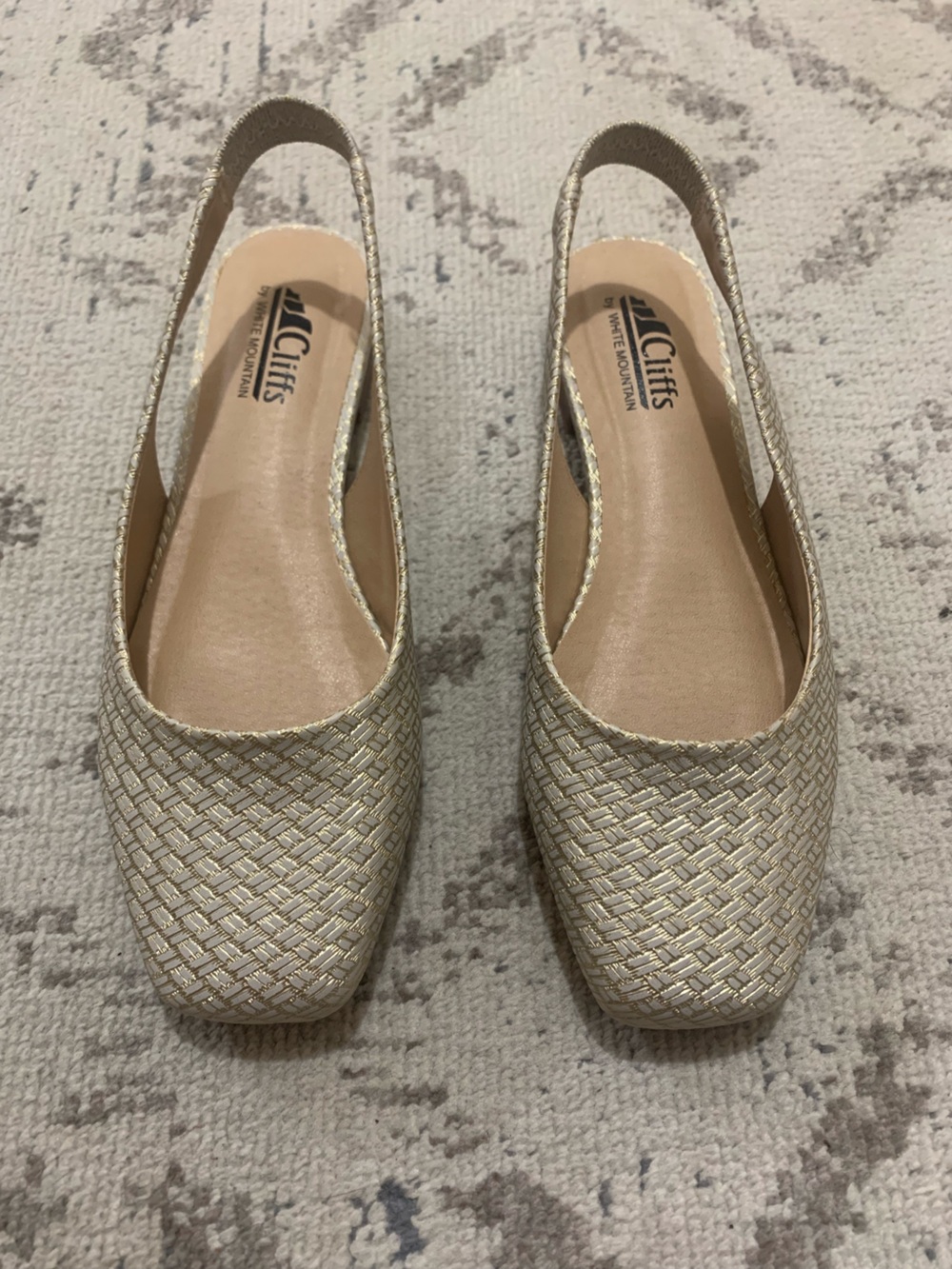 Cliffs by WHITE MOUNTAIN Metallic Gold Woven Slingback Flats